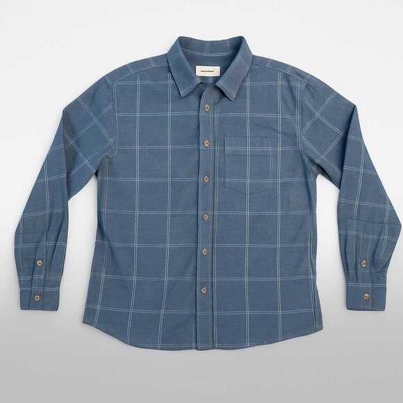 Marine Layer Men Blue Windowpane Plaid Button-Down Shirt M - Picture 1 of 13